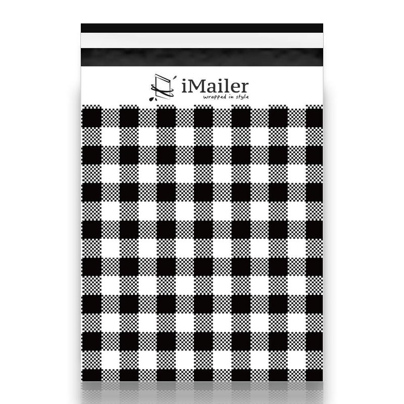iMailer 100 قطعة - 12 × 15.5 بوصة، ظرف شحن بولي أسود بنمط غينغهام، أكياس شحن مع شريط إغلاق ذاتي - Image 1